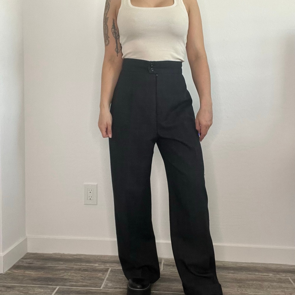 Y2K XOXO Gray Plaid High Rise Wide Leg Trousers Waist 27‎ Baggy Pleated
